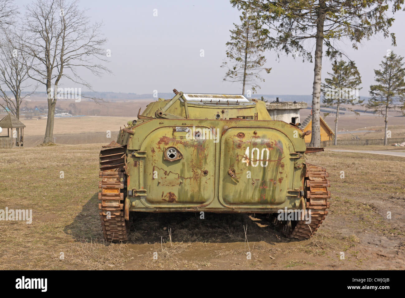 Belarus. Minsk. Historical and Cultural Complex 'Stalin Line'. Written-off Vehicles Stock Photo