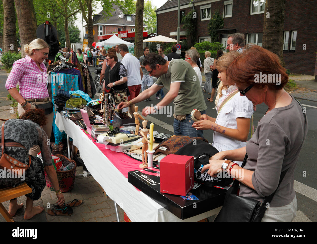 D-Krefeld, Rhine, Lower Rhine, Rhineland, North Rhine-Westphalia, NRW, Friedrich-Ebert-Strasse, street party 'Summer Street' 2012, summer fair of the street dwellers to upkeep good neighborhood Stock Photo