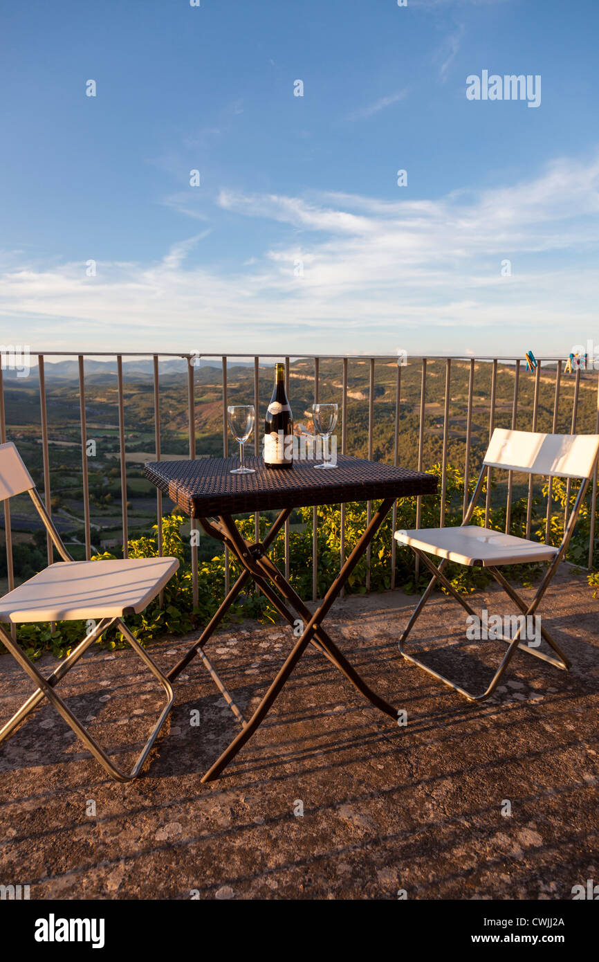 Red wine and glasses on balcony in Provence France Stock Photo Alamy