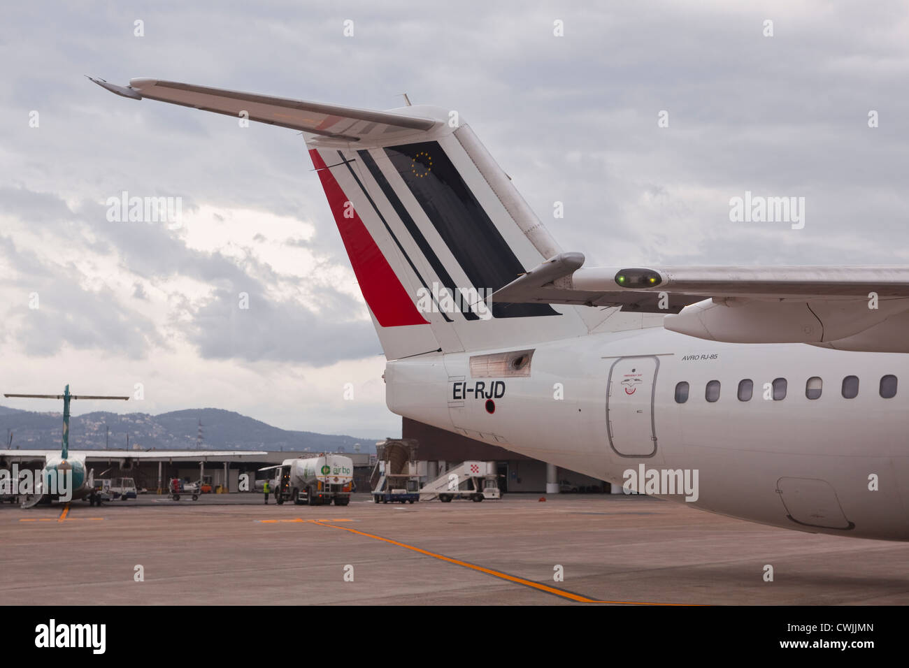 A CityJet operated by Air France waits departure. Stock Photo