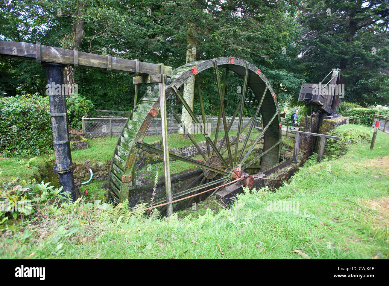 Water wheel,Wheal Martyn China Clay Museum, St Austell Cornwall ,United Kingdom. Stock Photo