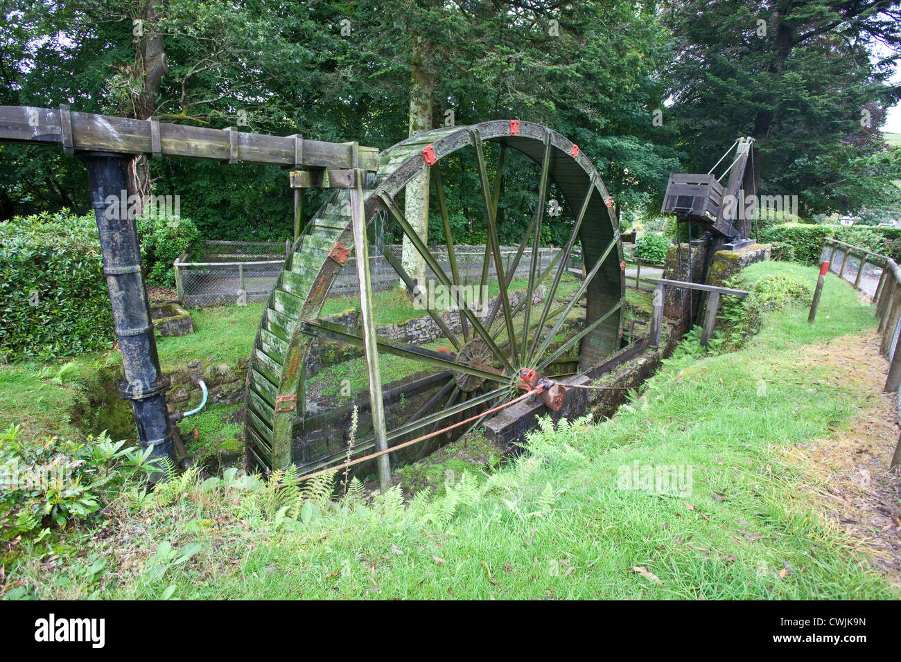 Water wheel,Wheal Martyn China Clay Museum, St Austell Cornwall ,United Kingdom. Stock Photo