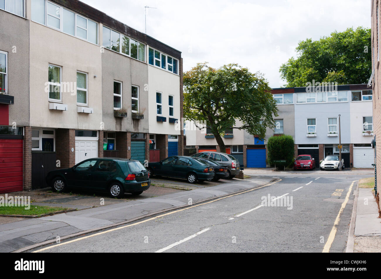 A development of town houses with integral garages in Bromley, South London. Stock Photo