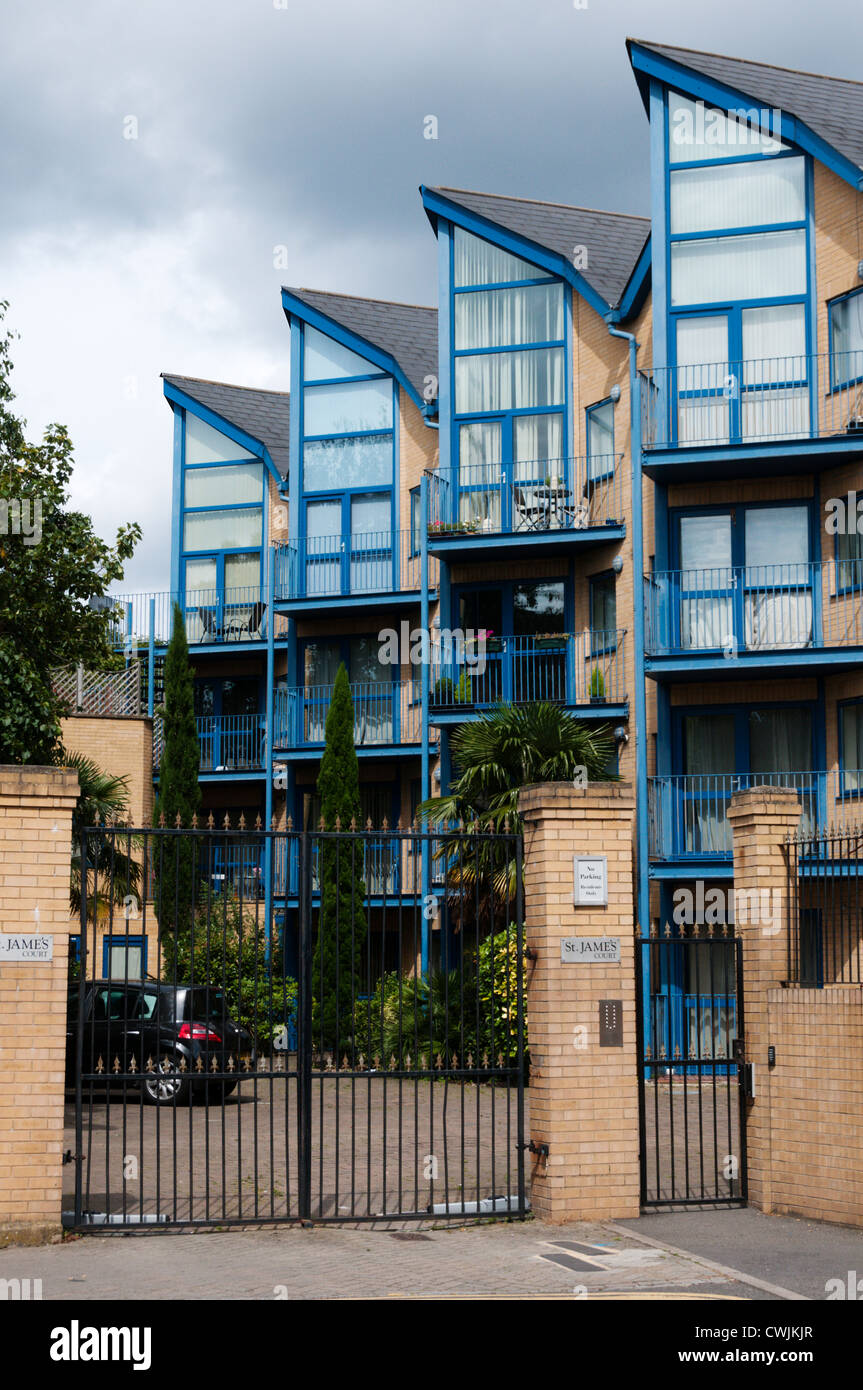 A gated development of residential flats in Bromley, South London. Stock Photo