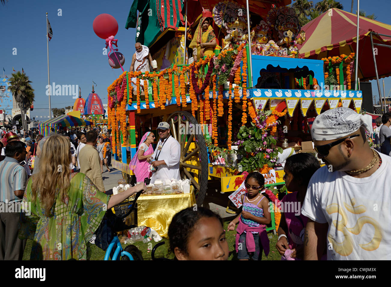 chariots hare krishna festival venice beach Stock Photo