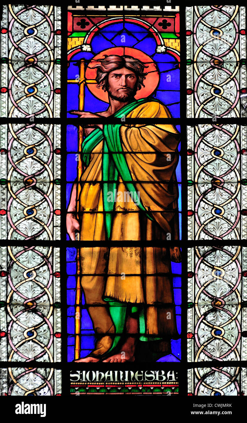 Paris, France. Church of St-Germain-des-Pres. Interior. Stained glass  window - St John the Baptist Stock Photo - Alamy