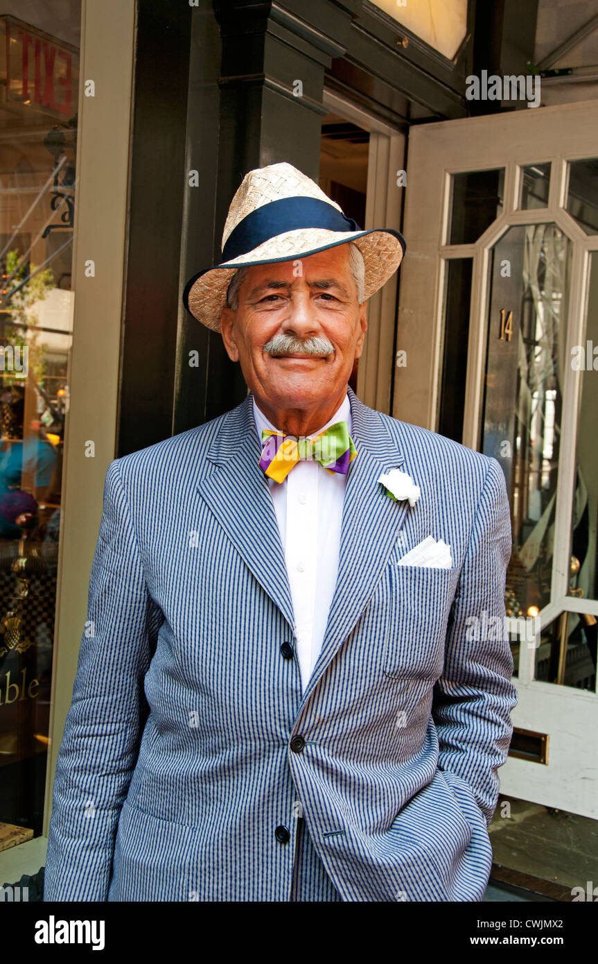 Beautiful Italian dressed old Man Midtown New York City Manhattan Stock Photo