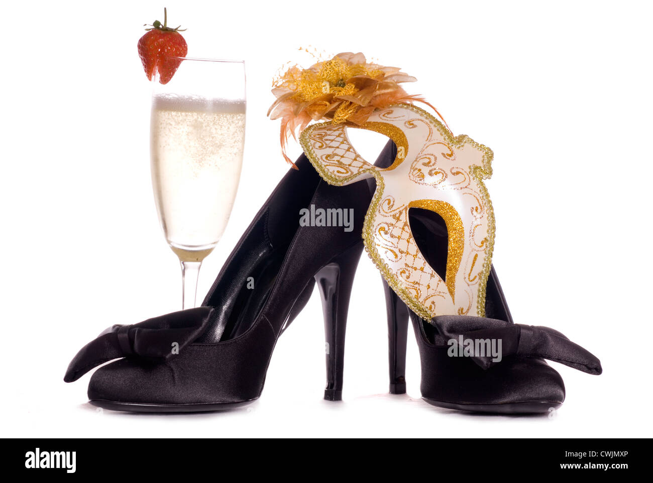 high heels and champagne cutout Stock 