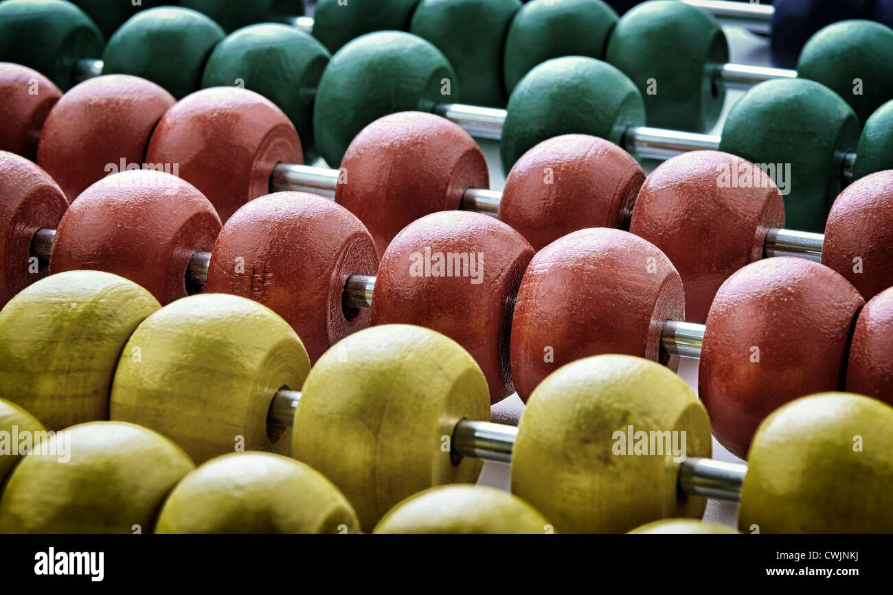 Fragment of oldened abacus close up Stock Photo