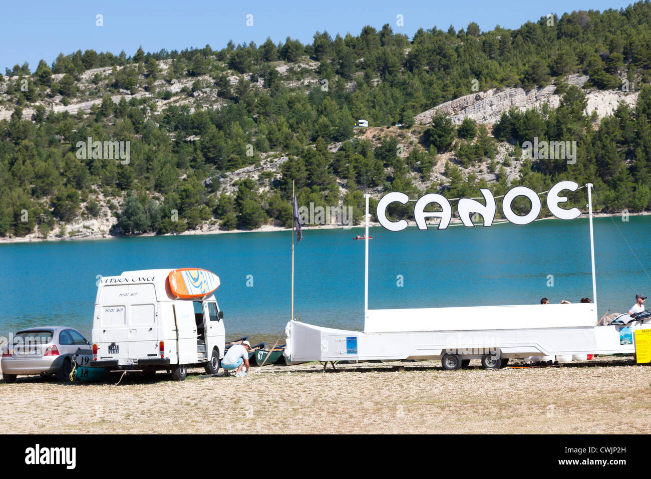 Canoe hire on Lake of SainteCroix Provence France Stock Photo Alamy