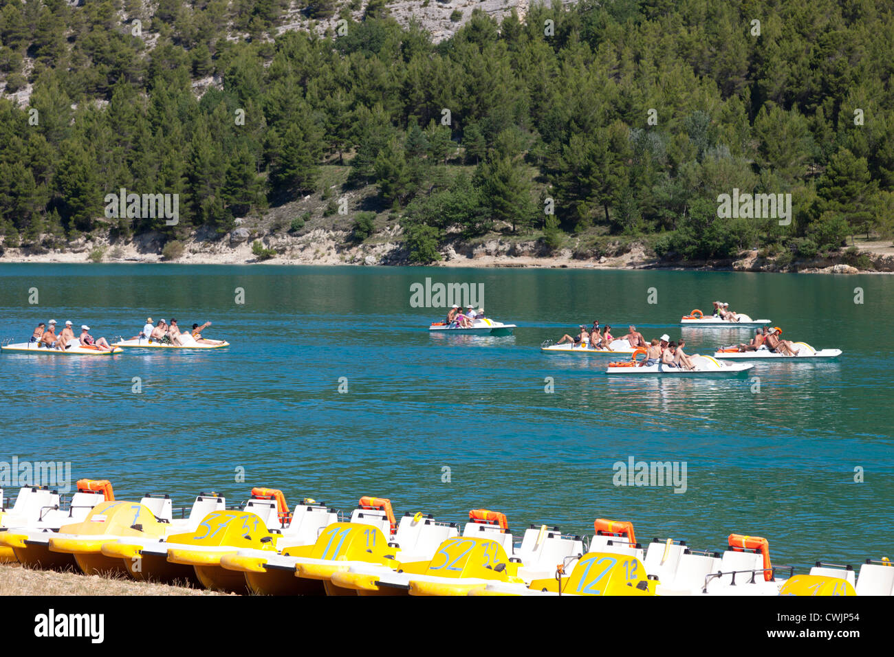 Pedalo hire on Lake of SainteCroix Provence France Stock Photo Alamy