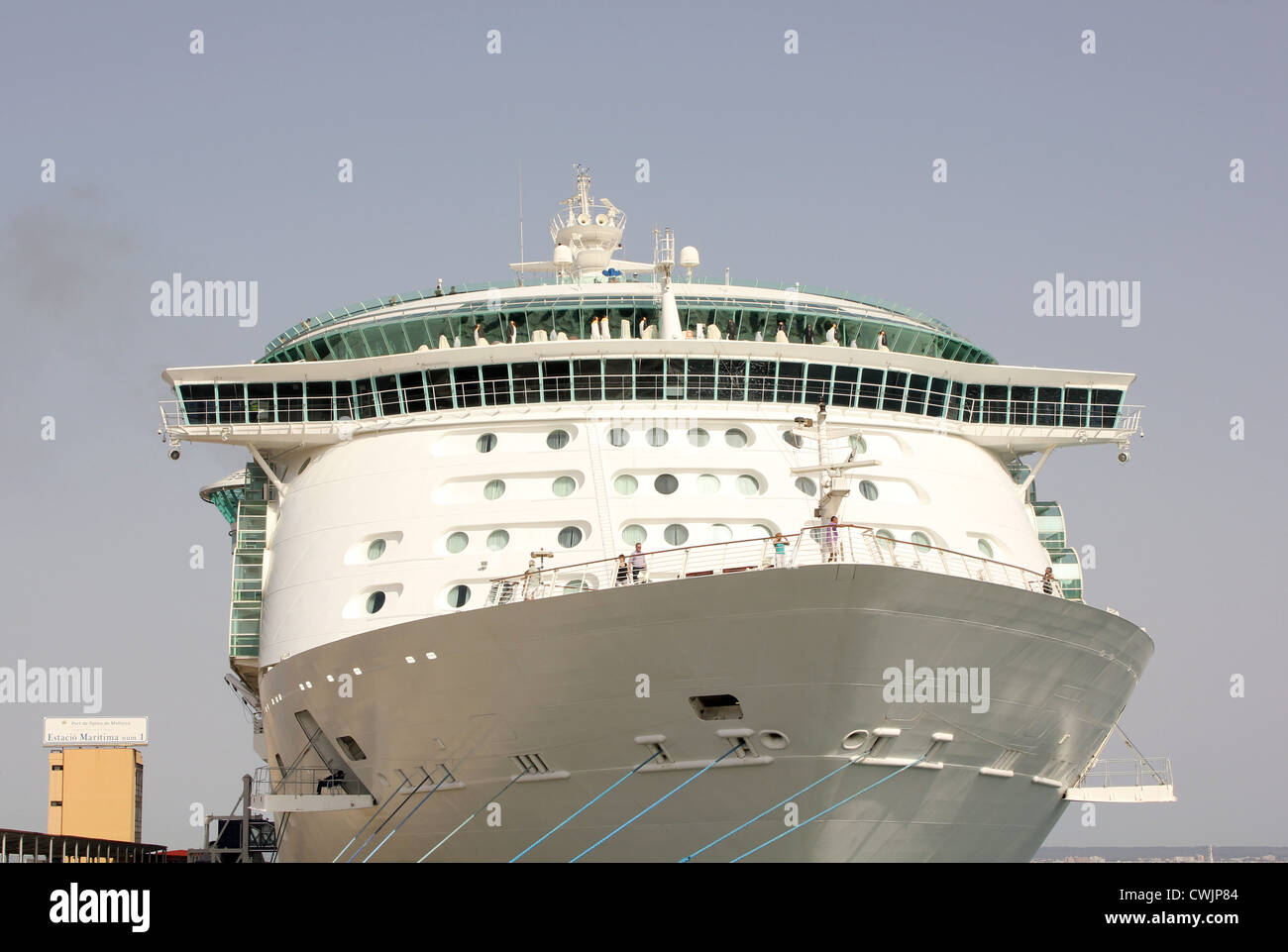 Royal Caribbean International Cruise Line 'Liberty of the Seas' - with Penguins on watch duty - prior to departure from the Port Stock Photo