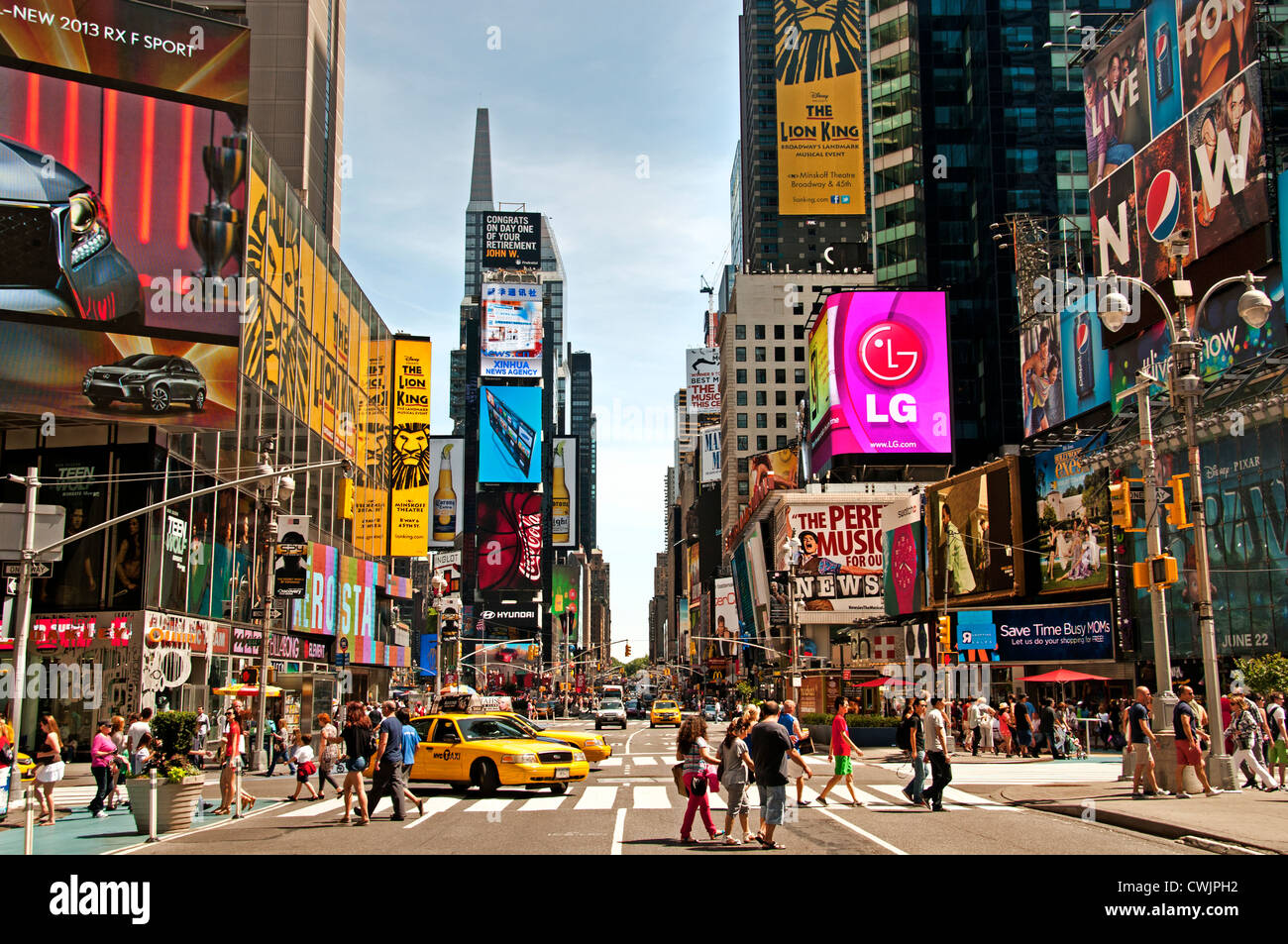 Times Square Broadway New York City Theater Music, Times Square is an entertainment and business district in New York City, United States. Stock Photo