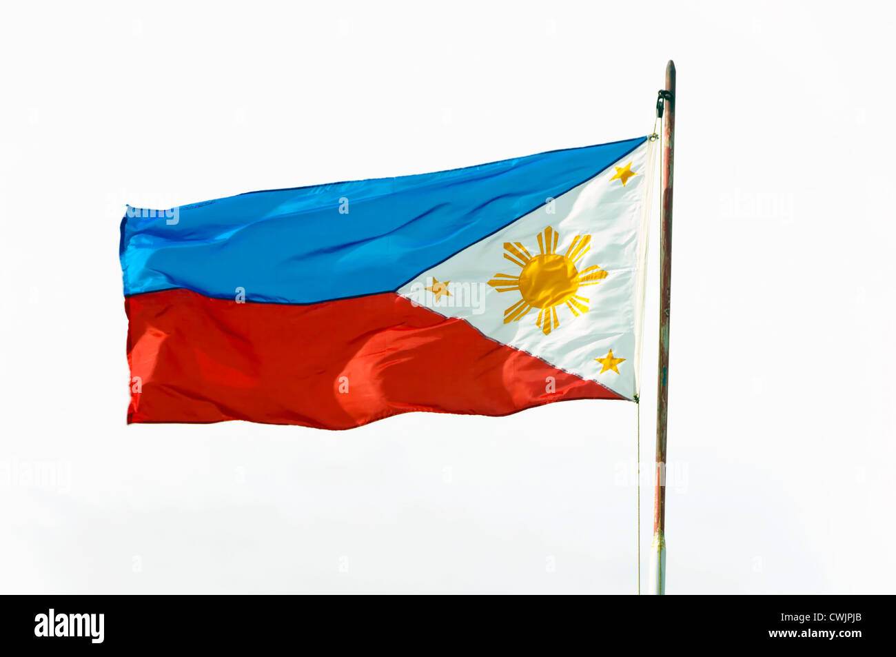 Full shot of wind blown flag of the Philippines Stock Photo