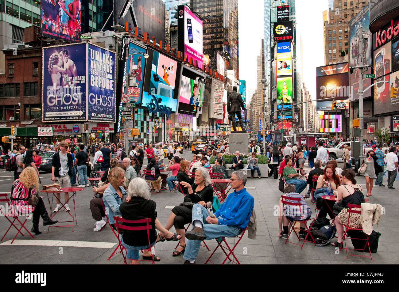 Times Square Broadway New York City Theater Music, Times Square is an entertainment and business district in New York City, United States. Stock Photo
