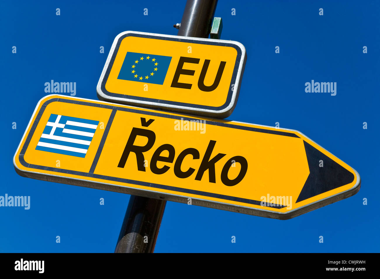 European Union and flag of  Greece Stock Photo