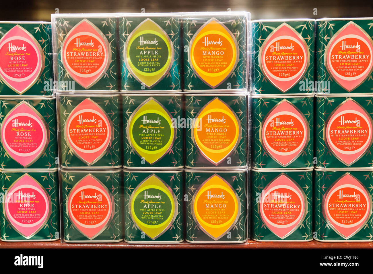 England, London, Knightsbridge, Harrods, Display of Harrods Teas Stock
