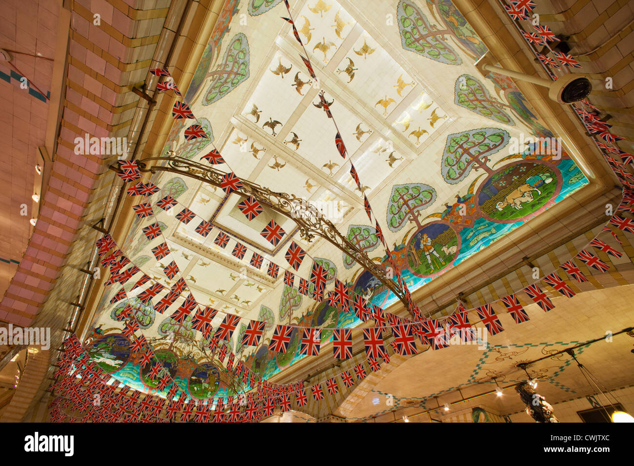 England, London, Knightsbridge, Harrods, The Foodhall Ceiling Stock ...
