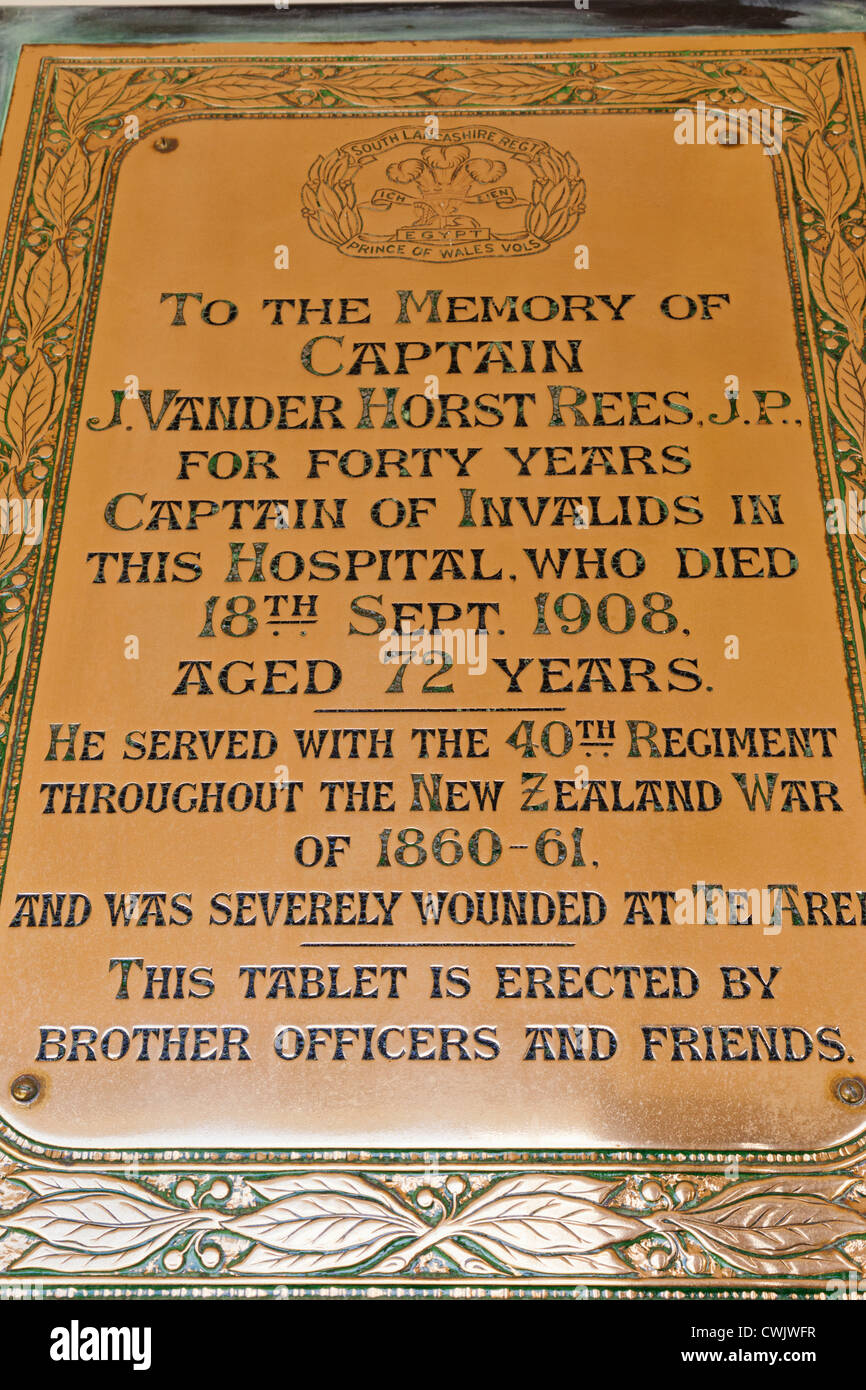 England, London, Chelsea, The Royal Hospital, Memorial Plaque Stock