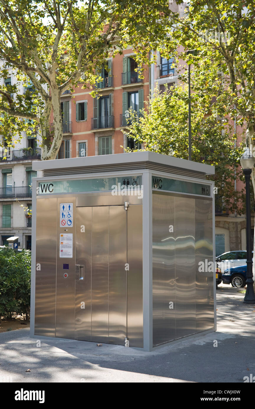 WC public toilet in Barcelona, Catalonia, Spain, ES Stock Photo