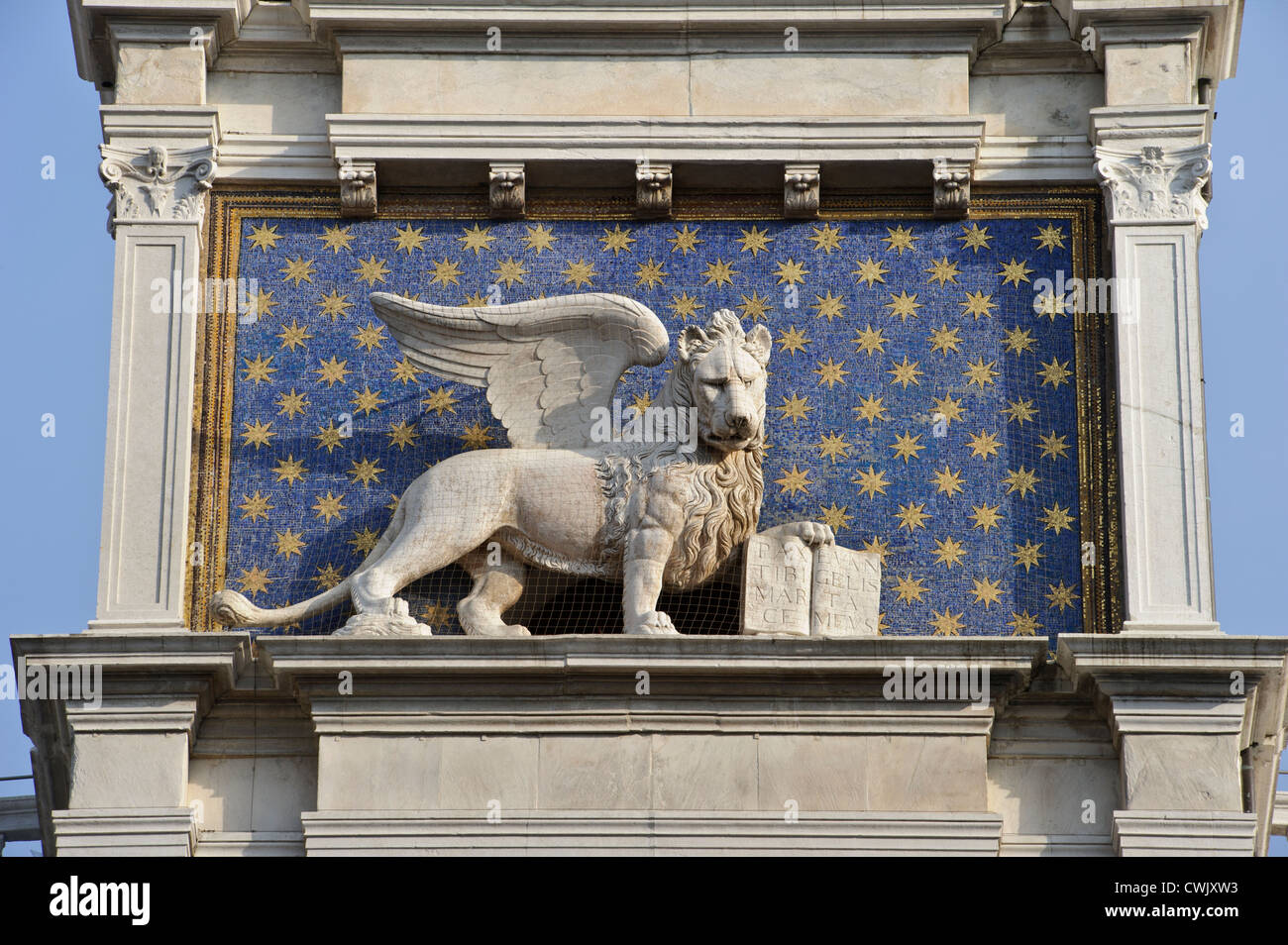 Lion statue, St Mark's Clock Tower, St Mark's Square, Venice, Italy