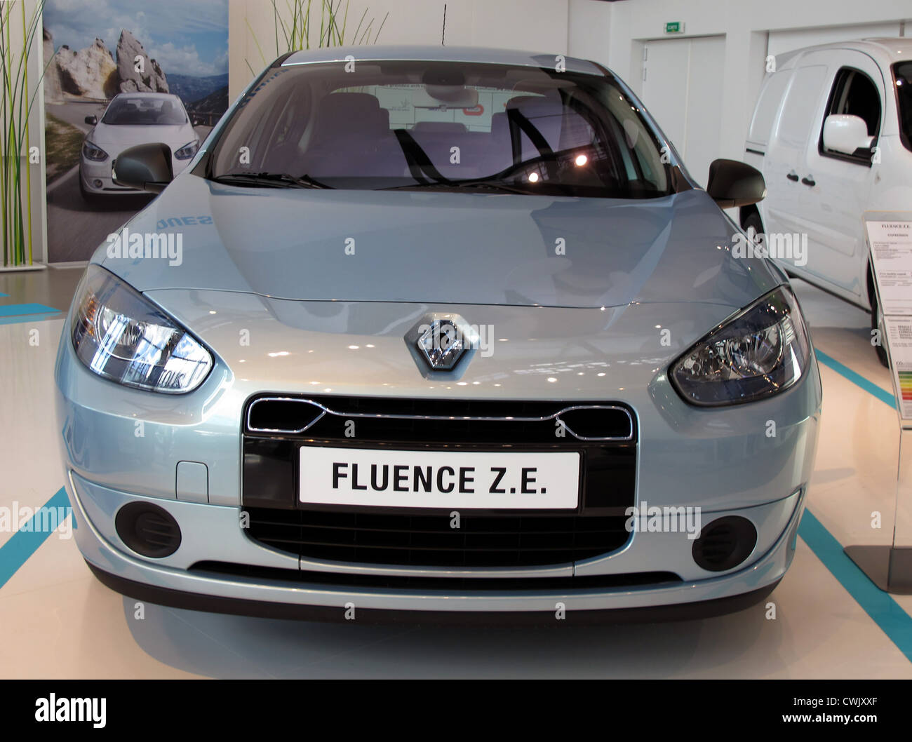 Renault,Fluence ZE,Electric car,Zero emission,Show room at Boulogne-Billancourt near Paris,France Stock Photo