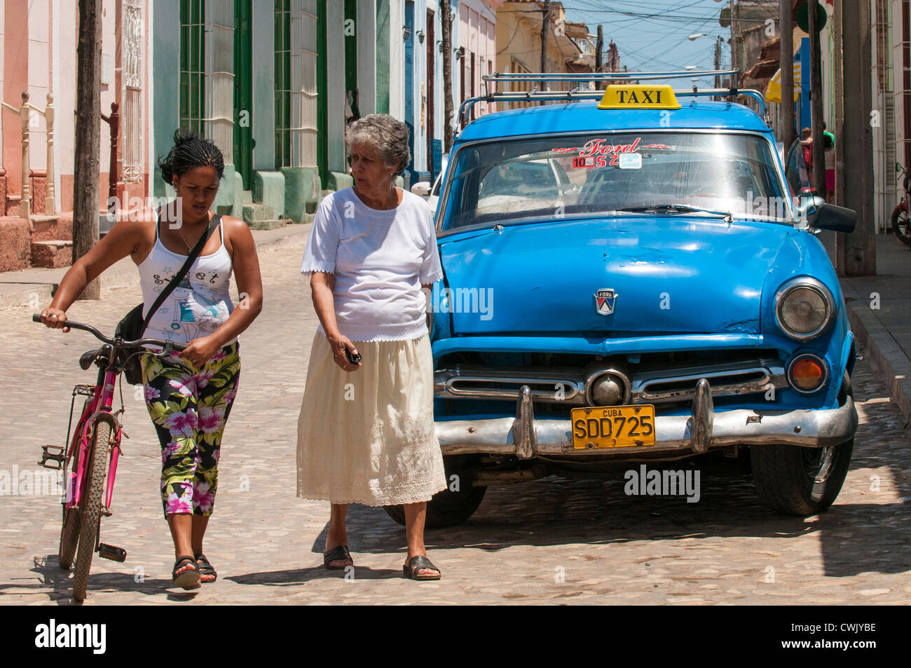 Antique 1952 Ford car Trinidad, Cuba, UNESCO World Heritage Site. Stock Photo