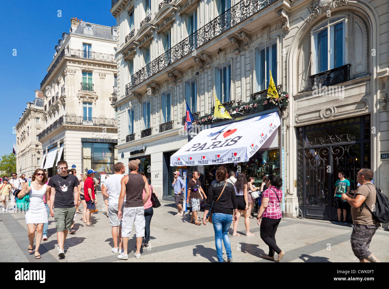 People shopping on the famous street the Champs Elysees avenue Paris France EU Europe Stock Photo