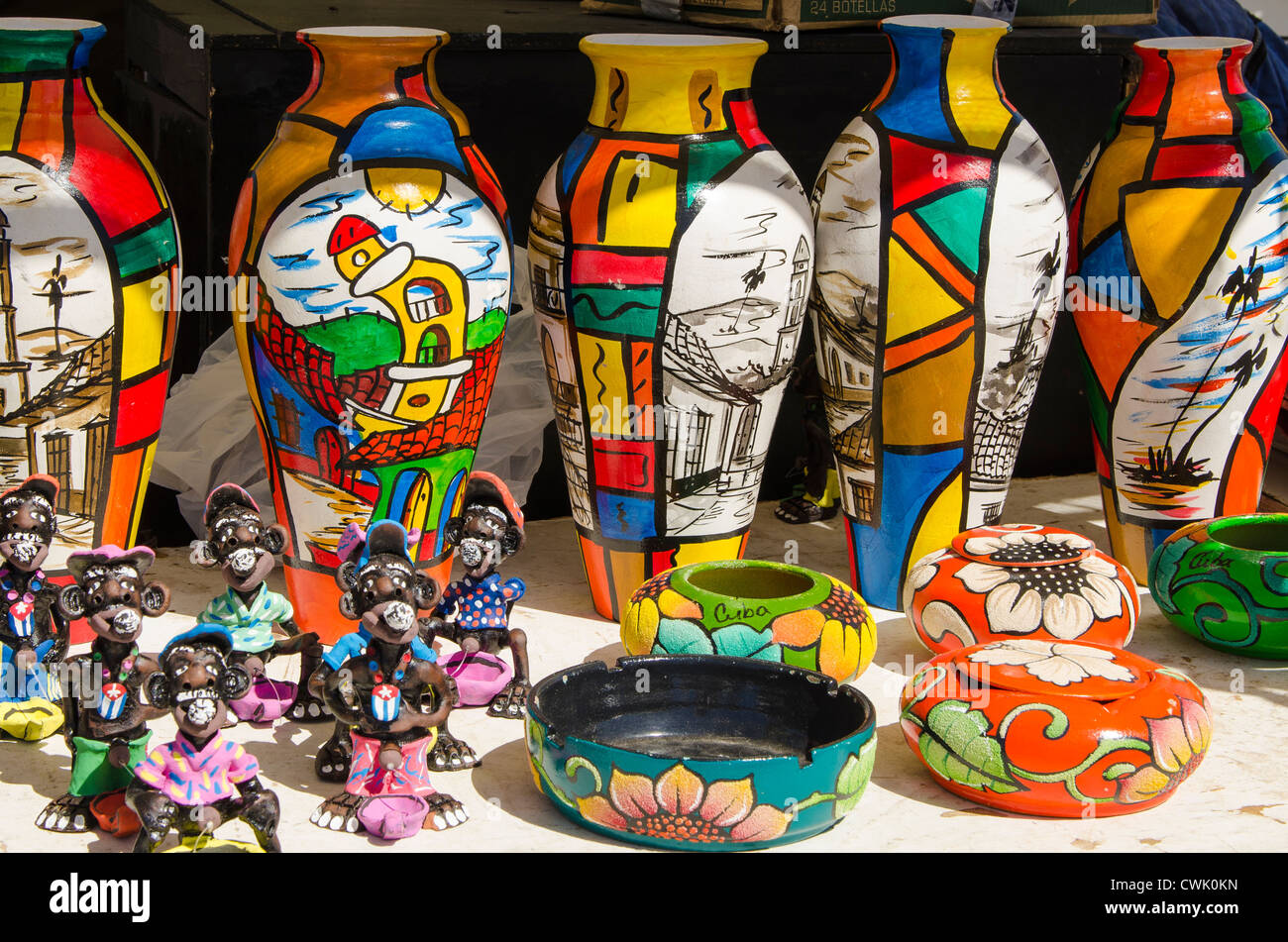 Cuban souvenir vases and bowls, Cuba. Stock Photo