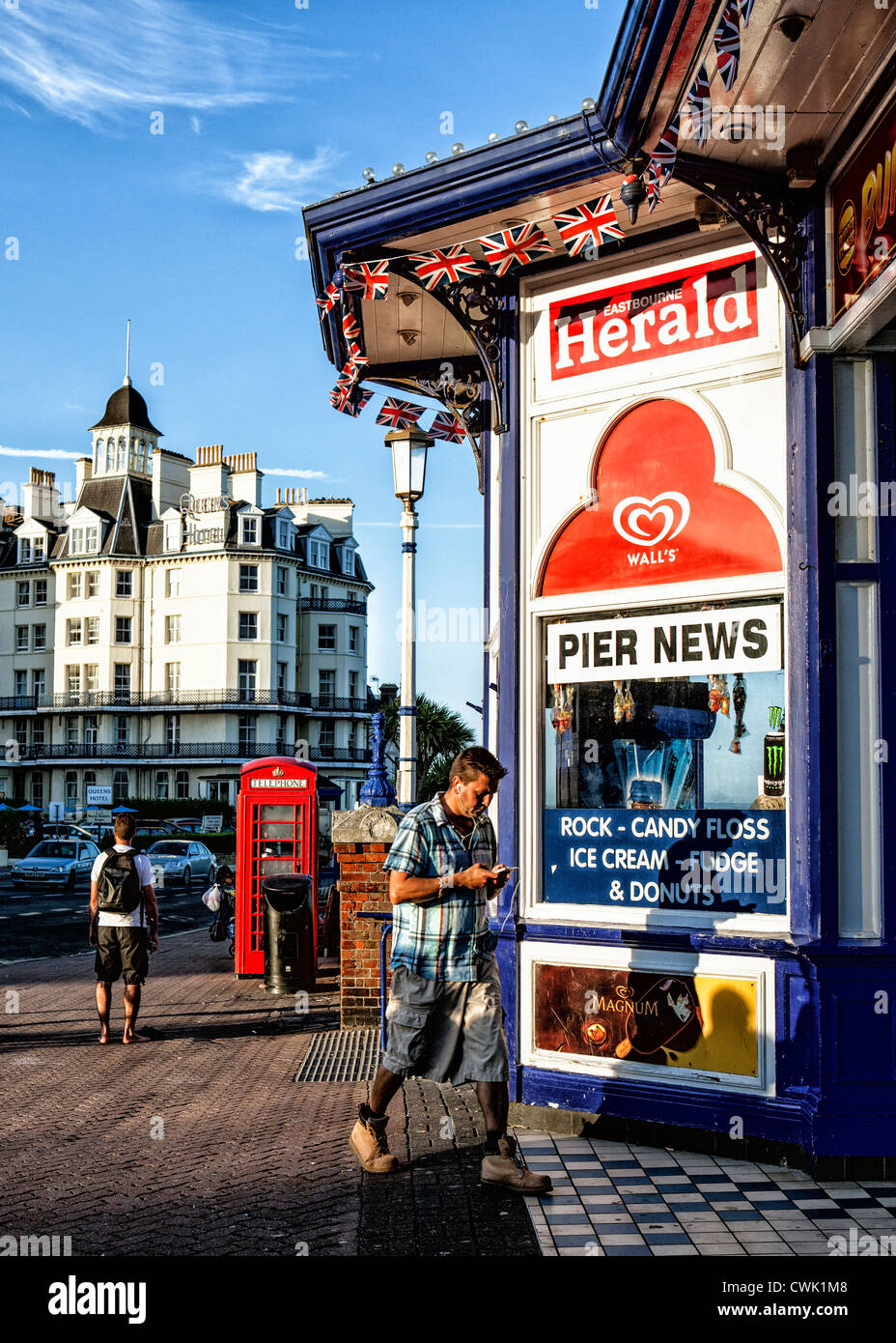 Entrance To The Pier At Eastbourne On A Beautiful Summer Day Stock