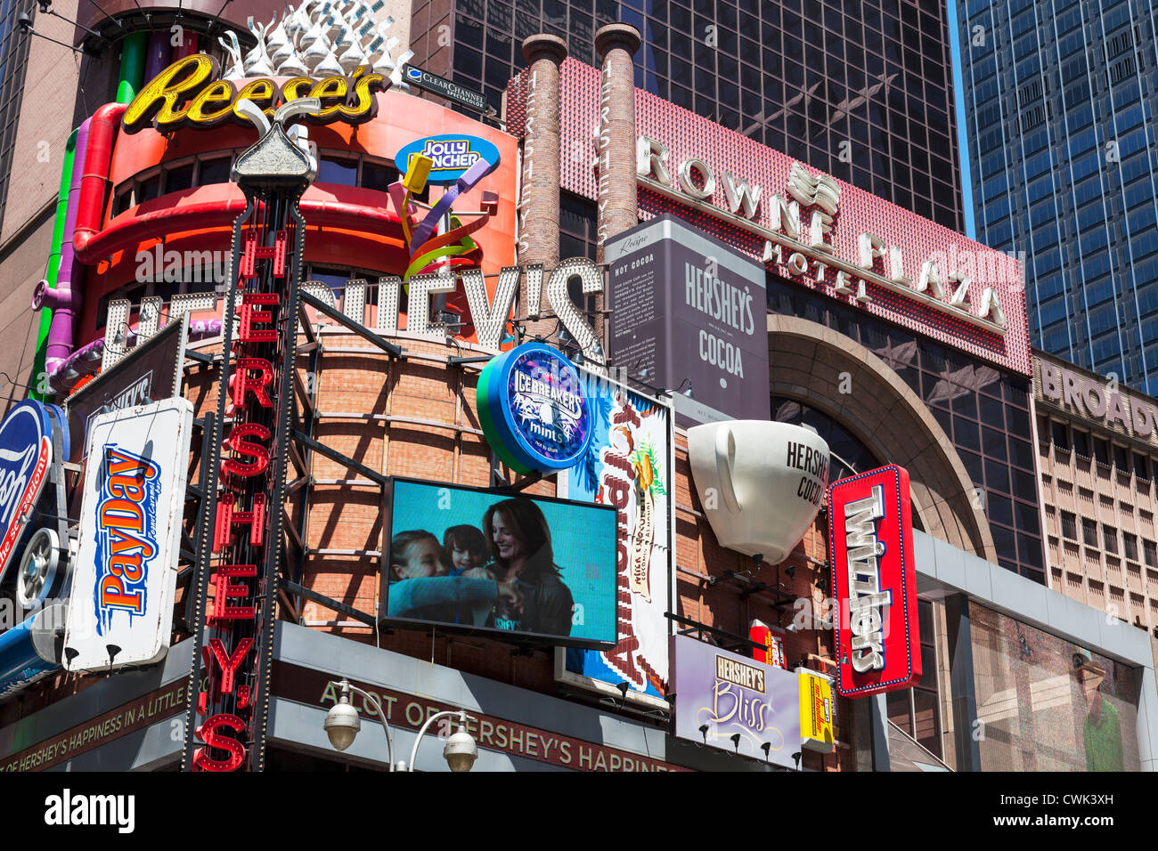 Outside M&M'S Chocolate Candy store in Times Square, Manhattan New York
