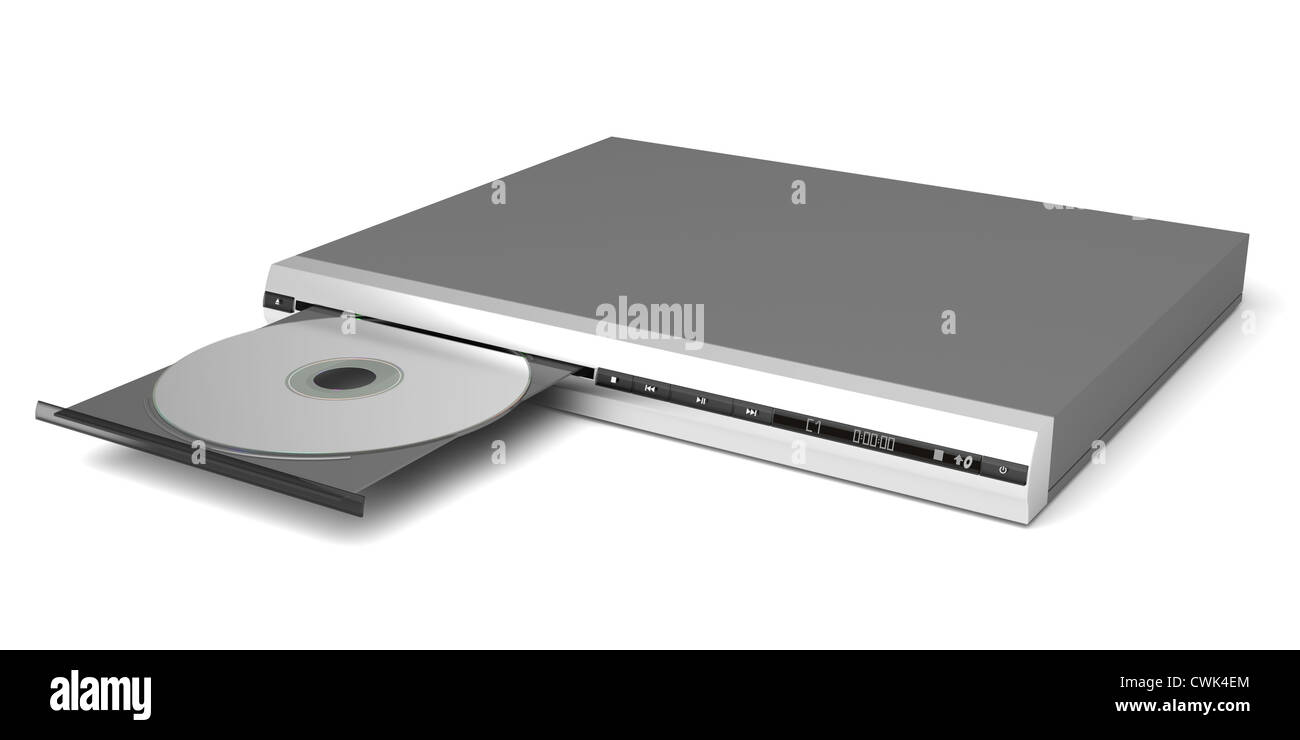 DVD player with open tray on white background Stock Photo - Alamy