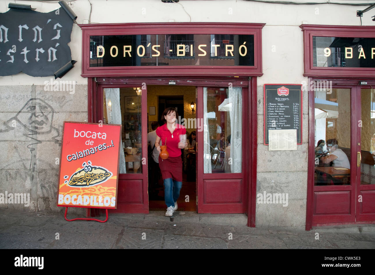 Facade of typical restaurant. Madrid, Spain. Stock Photo