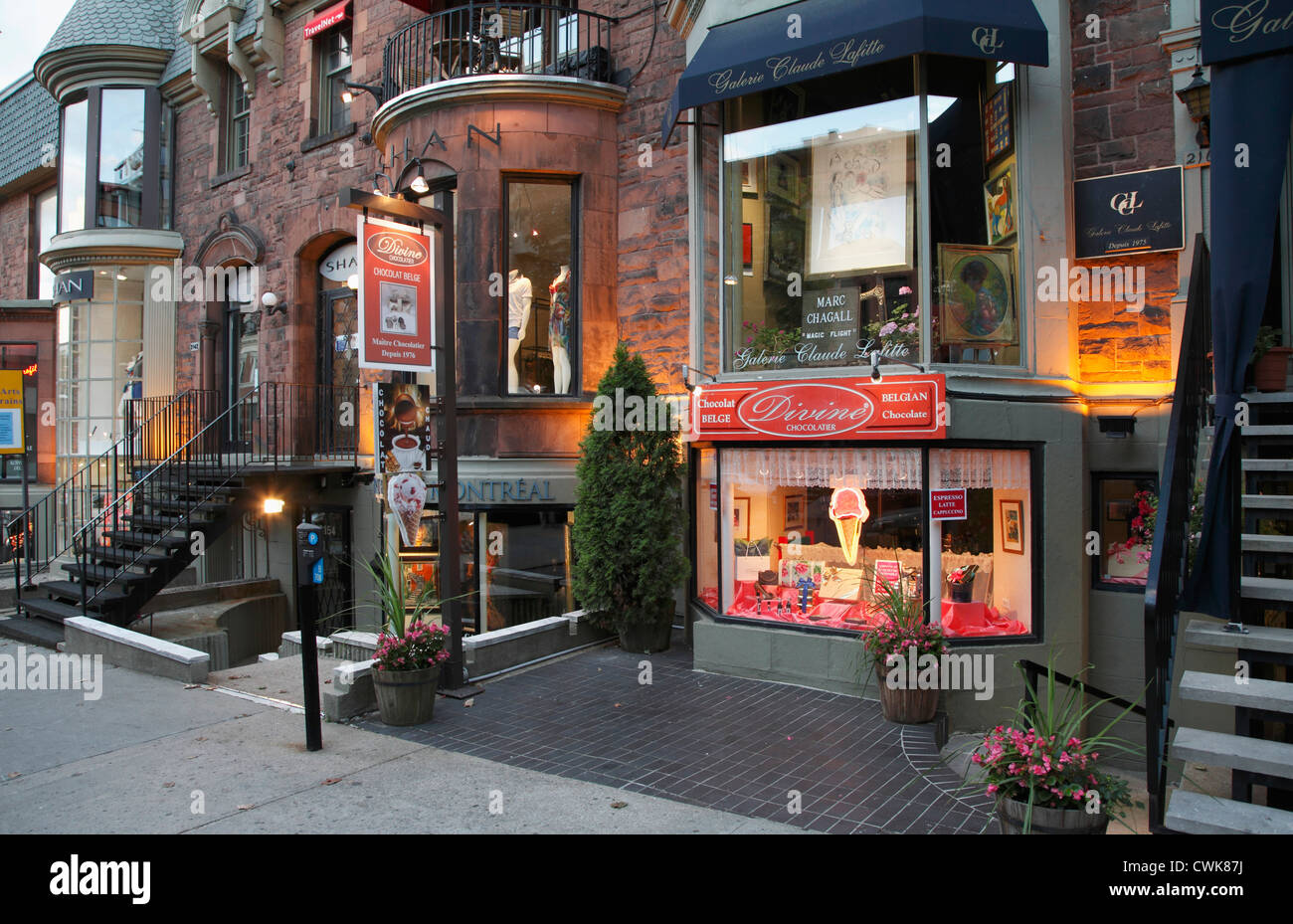 Canada, Quebec, Montreal, Crescent Street, shops Stock Photo Alamy