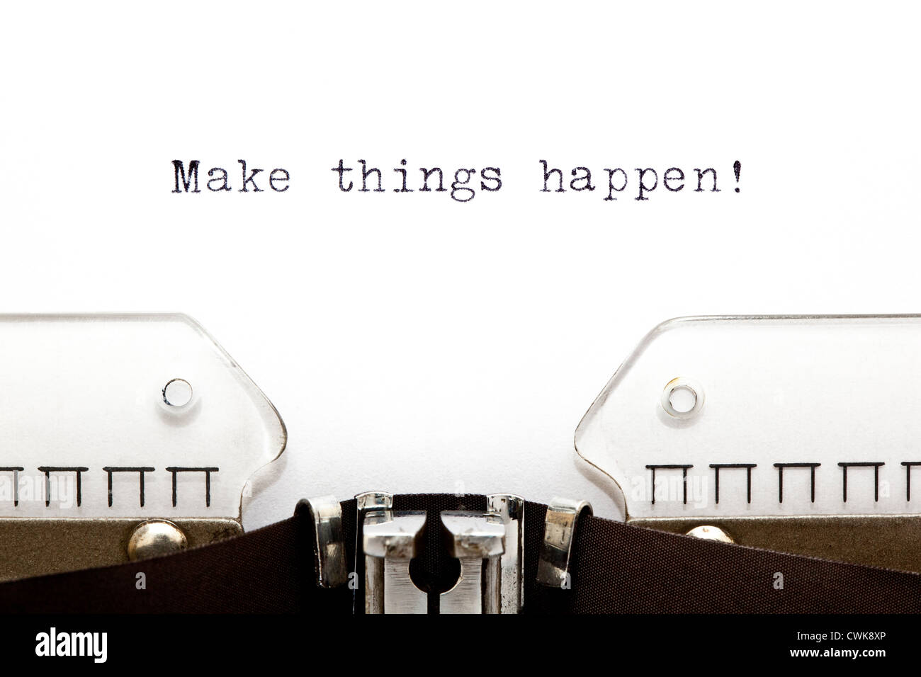 Concept image with Make Things Happen printed on an old typewriter Stock Photo