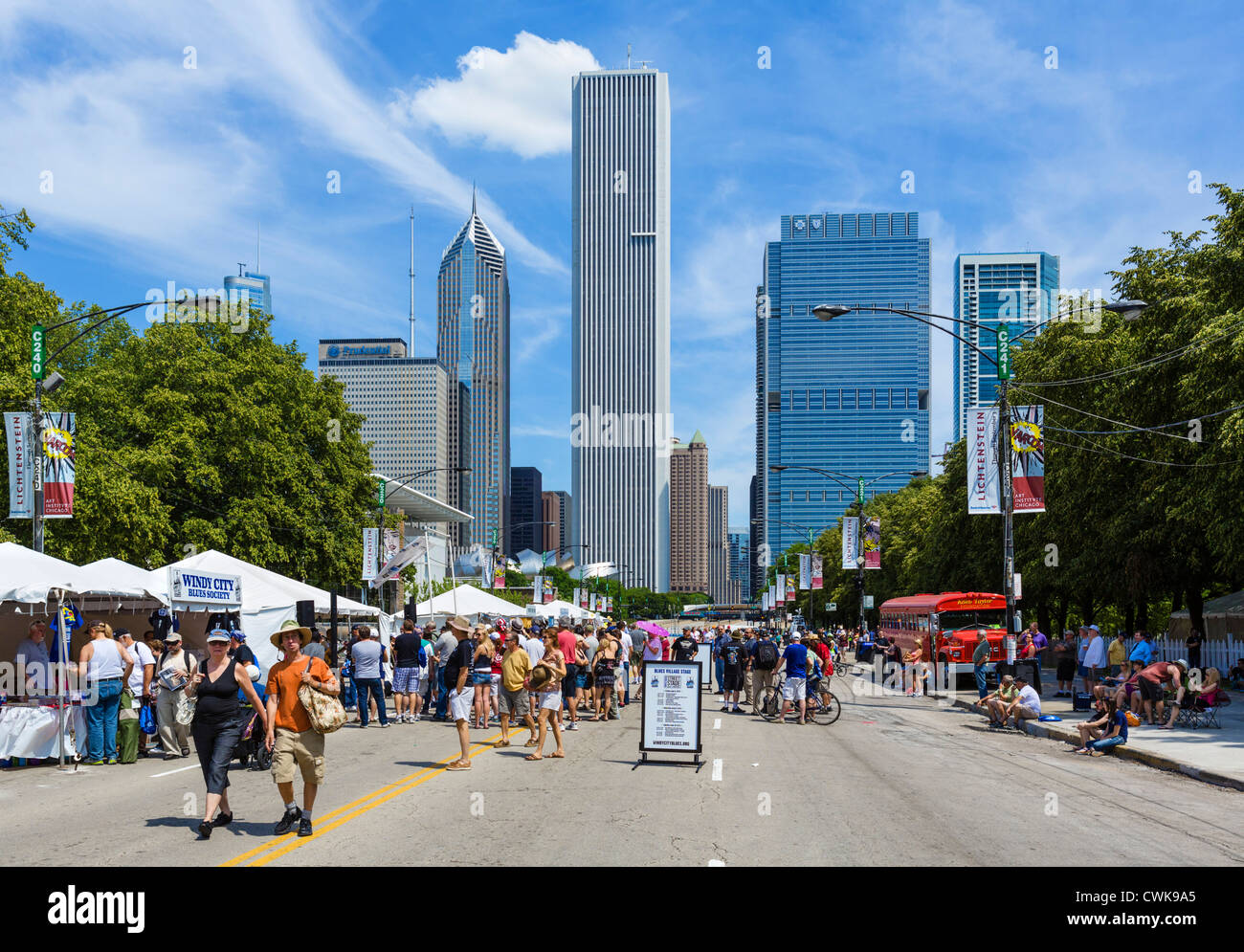 South Columbus Drive on the first day of the 2012 Chicago Blues Festival, Grant Park, Chicago, Illinois Stock Photo
