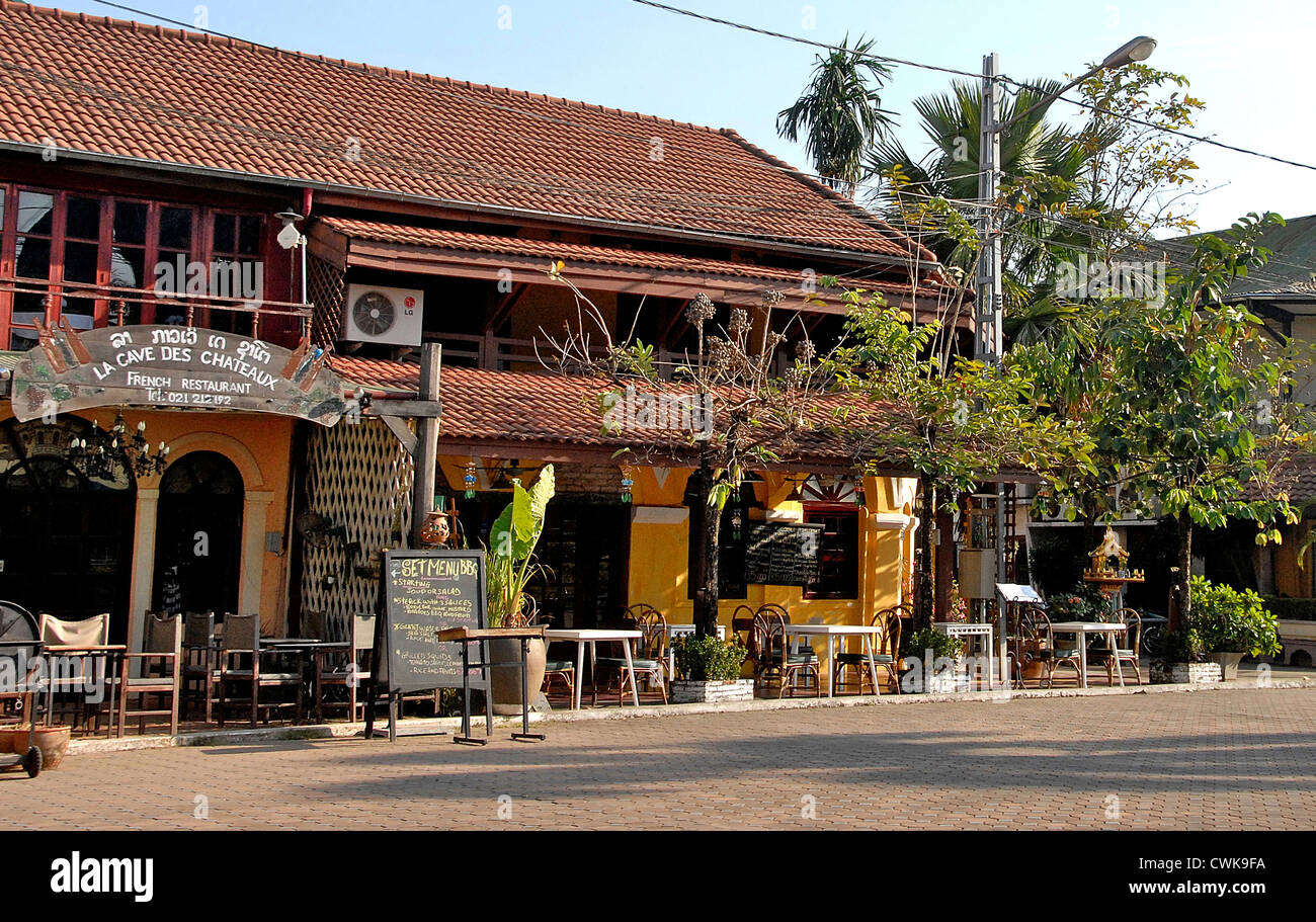 La Cave des Chateaux french restaurant Vientiane Laos Stock Photo