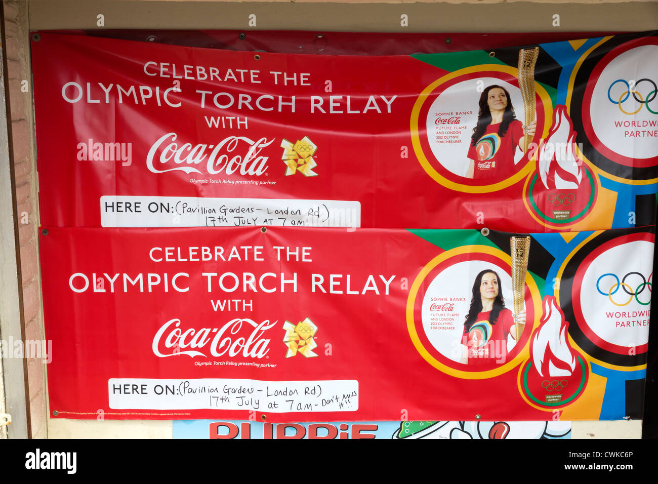 Celebrate the Olympic torch relay poster Stock Photo Alamy