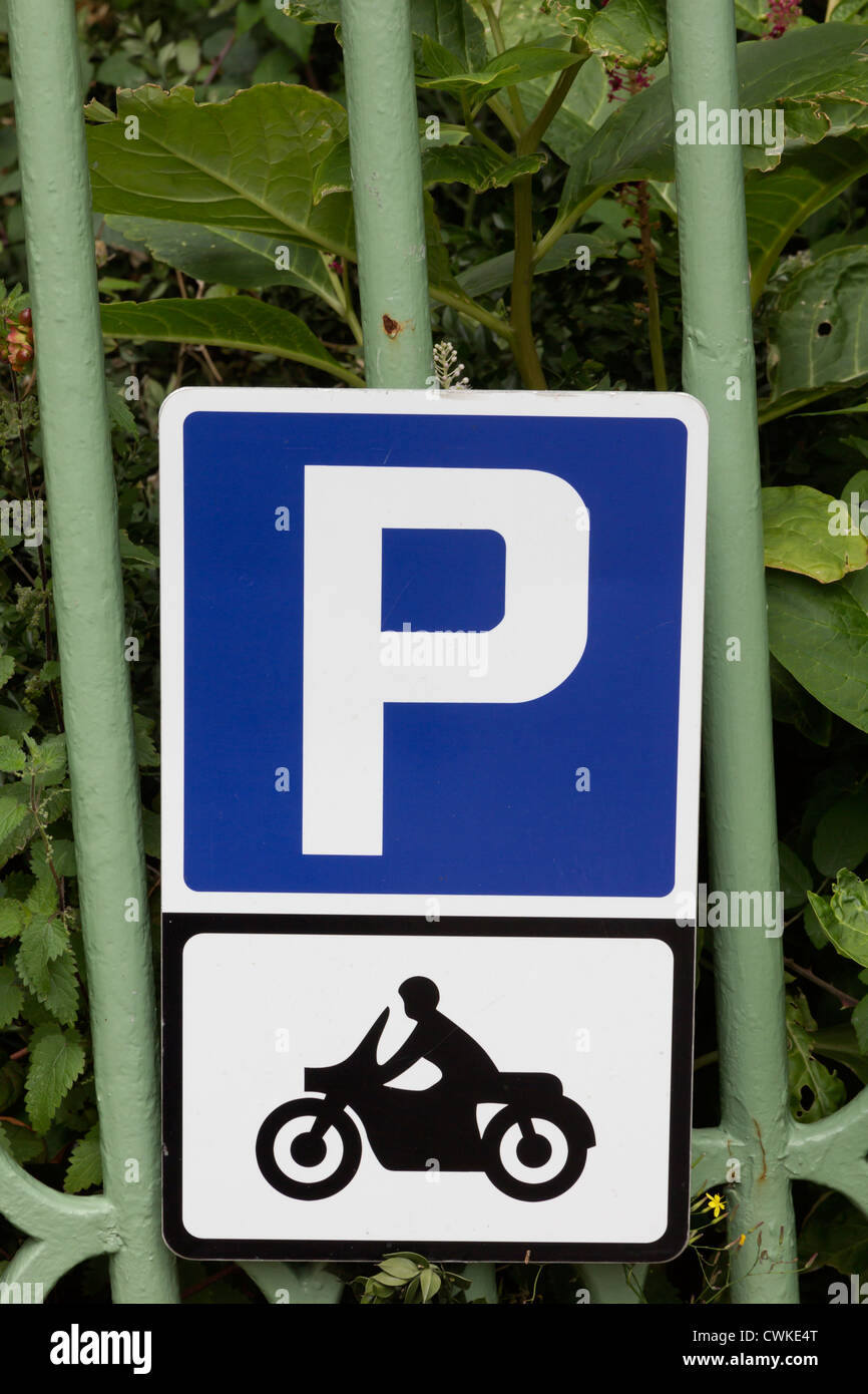 A motorbike parking place sign Stock Photo
