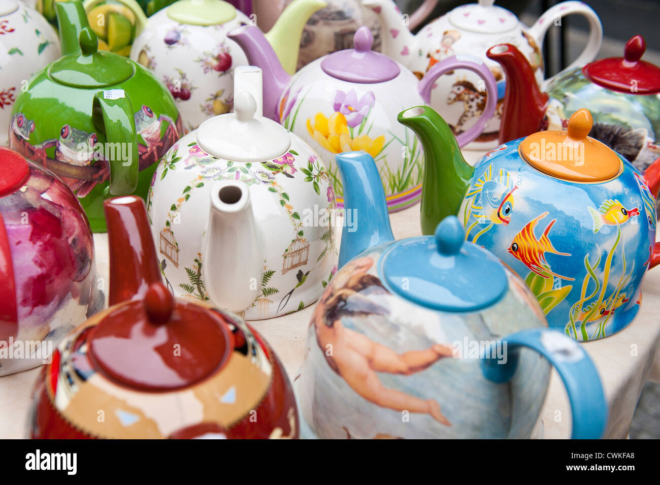 Teapots on sale in Leipzig, Germany Stock Photo Alamy
