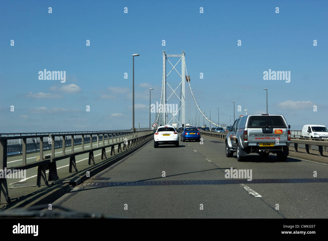 crossing the forth road bridge over the firth of forth scotland uk united kingdom Stock Photo