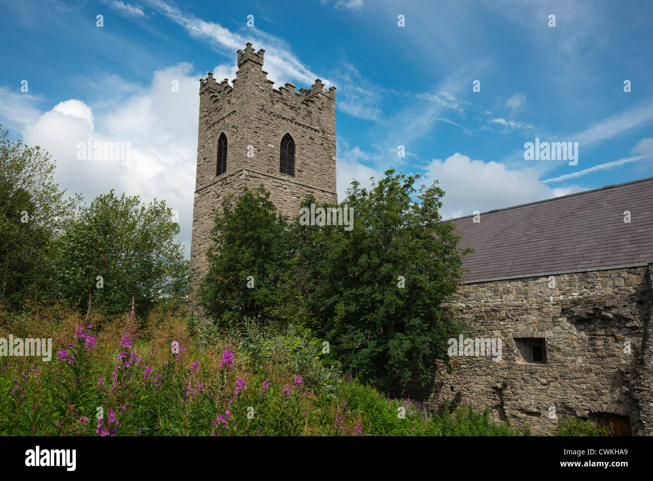 St Audoen's Church tower Dublin, Ireland. Stock Photo