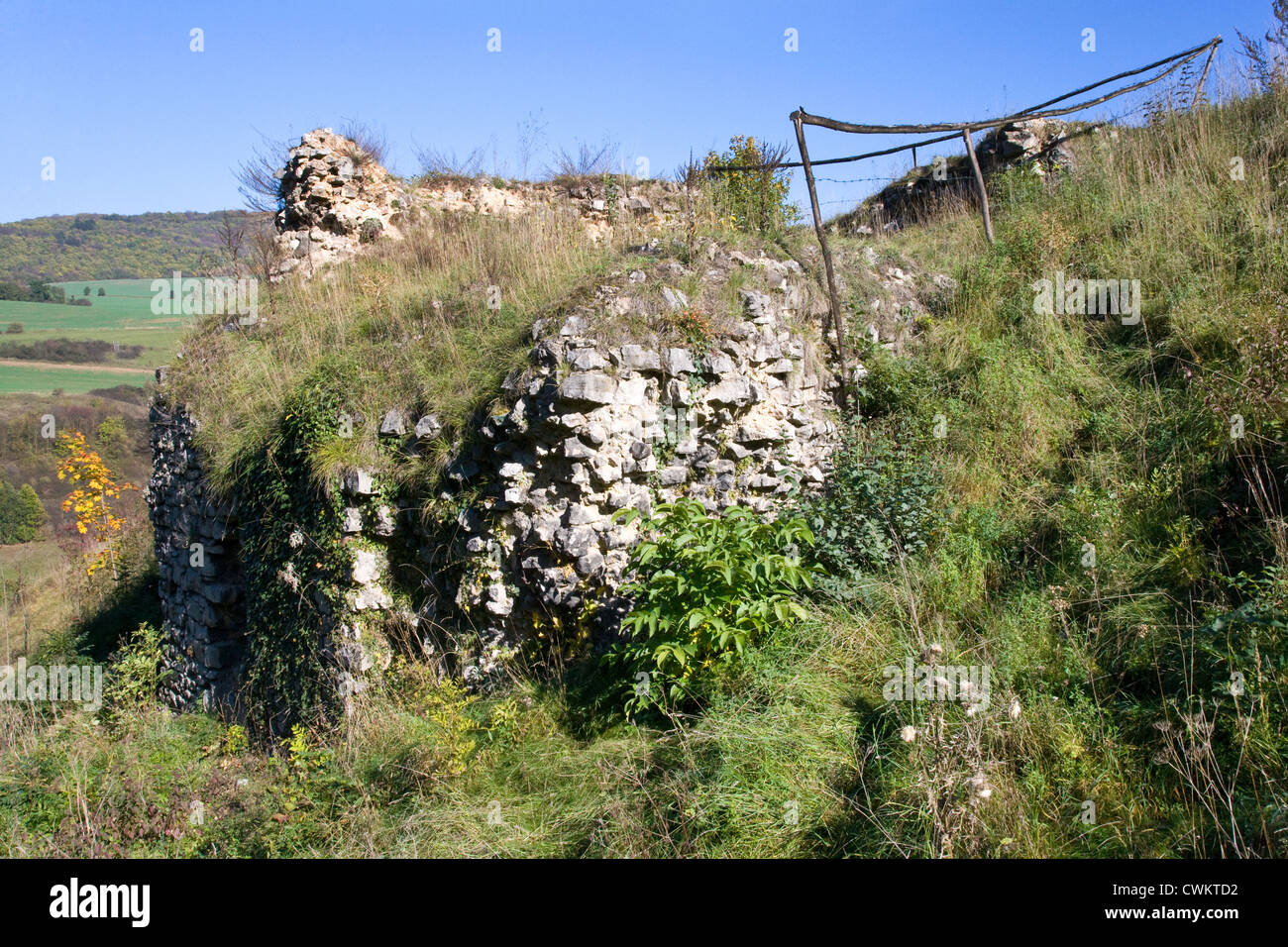 Tetin - ruiny hradu ze 13. stol., Cesky kras, Ceska republika Stock Photo