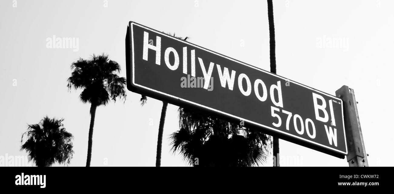 Hollywood sign palm trees Black and White Stock Photos & Images Alamy