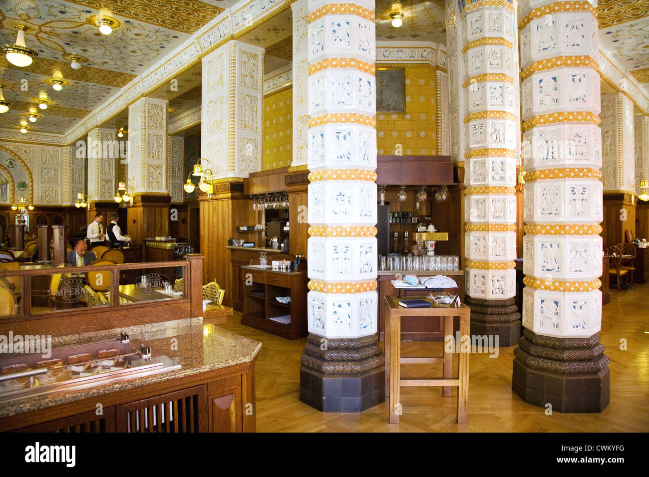 Art Nouveau Cafe & Restaurant , Prague Art Deco Imperial Hotel Praha, Na Porici, Ceska republika Stock Photo