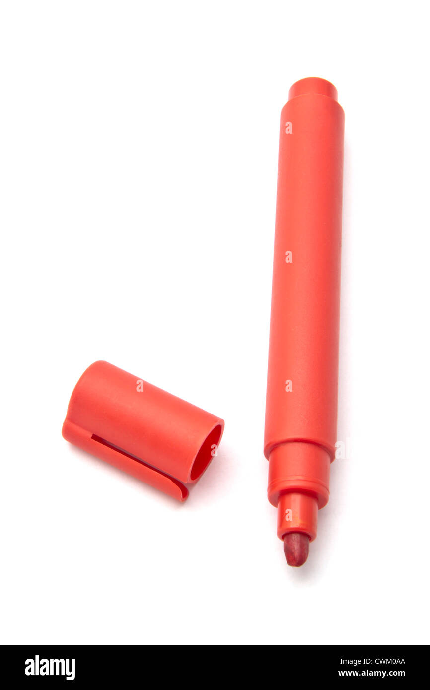 Red highlighter isolated on white background Stock Photo Alamy