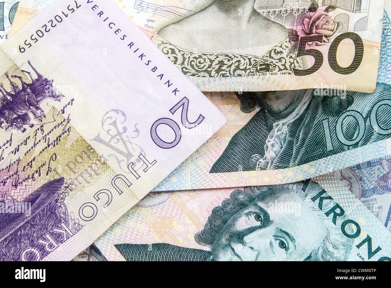 Swedish currency background - 20 and 50 kronor Stock Photo - Alamy