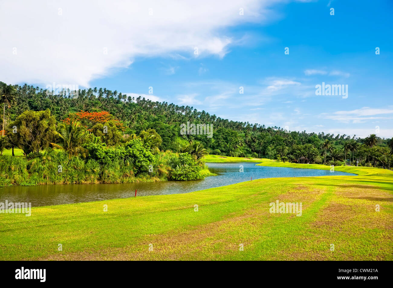A beautiful golf course in the Philippines Stock Photo