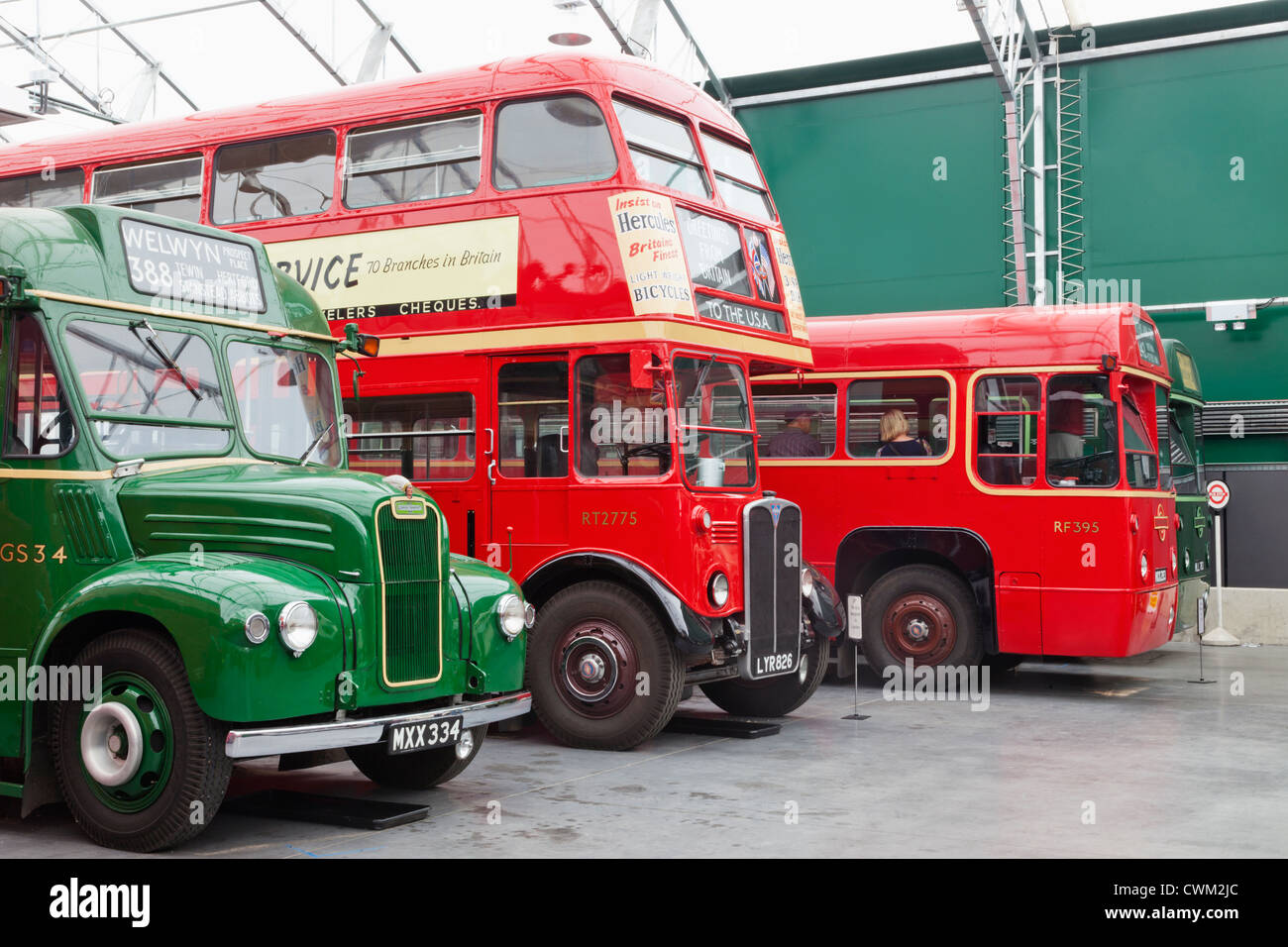 England, Surrey, London, Booklands Museum, London Bus Museum, Vintage Buses Stock Photo