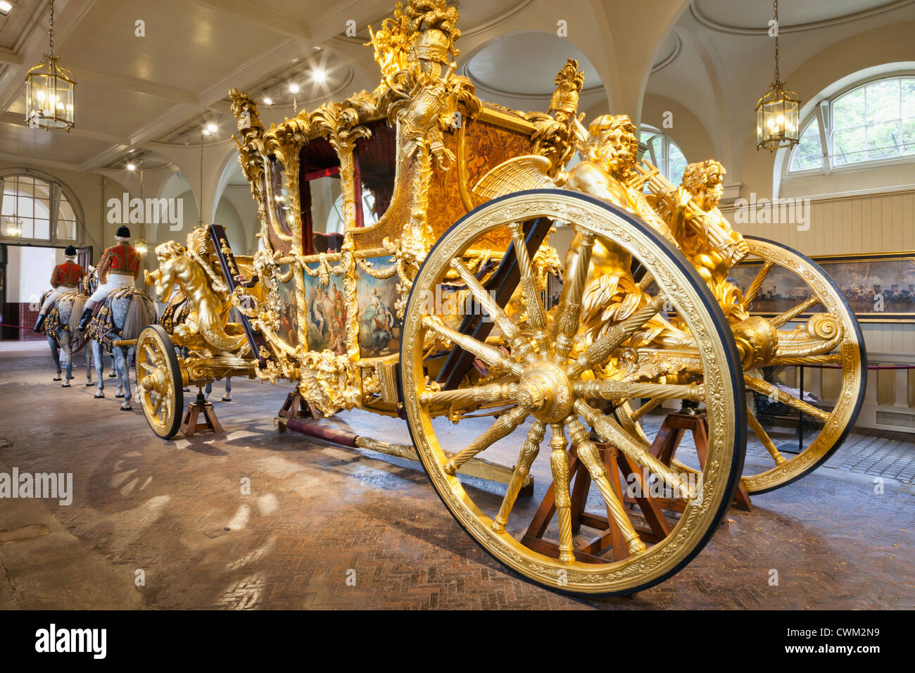 England, Surrey, London, Buckingham Palace, The Royal Mews, The Great Britannia Coach Stock Photo